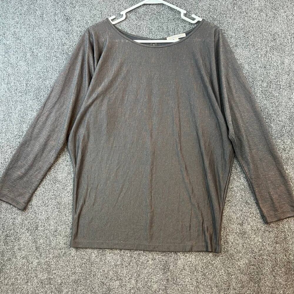 Laila Jayde Women Long Sleeve Top Open Back Taupe Gray Size M Made USA